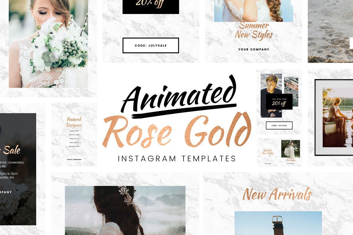 Free Animated Rose Gold Instagram Template for Photoshop - tuts and reviews - tutsandreviews.tech